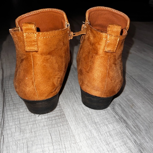 Forever Cognac Suede Ankle Booties with Side Zip - Picture 3 of 6